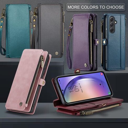 حافظة Defencase لهاتف Samsung Galaxy A54 5G، 【RFID Blocking】 لهاتف Samsung A54 5G حافظة محفظة للنساء والرجال، جلد صناعي بحزام قلاب مغناطيسي وسحاب وحامل بطاقات حافظة هاتف لهاتف Galaxy A54 5G، أرجواني in Saudi Arabia