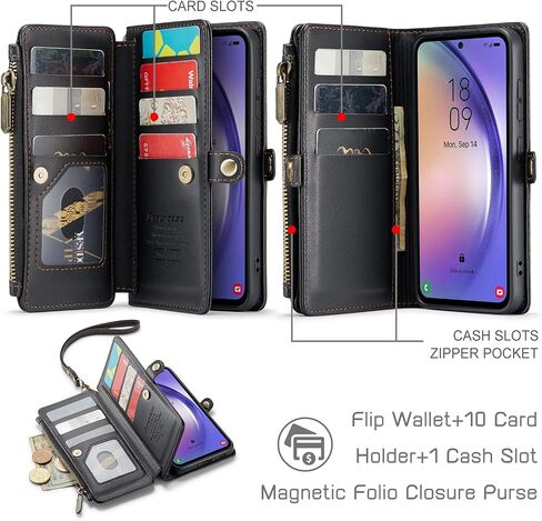 حافظة Defencase لهاتف Samsung Galaxy A54 5G، 【RFID Blocking】 لهاتف Samsung A54 5G حافظة محفظة للنساء والرجال، جلد صناعي بحزام قلاب مغناطيسي وسحاب وحامل بطاقات حافظة هاتف لهاتف Galaxy A54 5G، أرجواني in Saudi Arabia