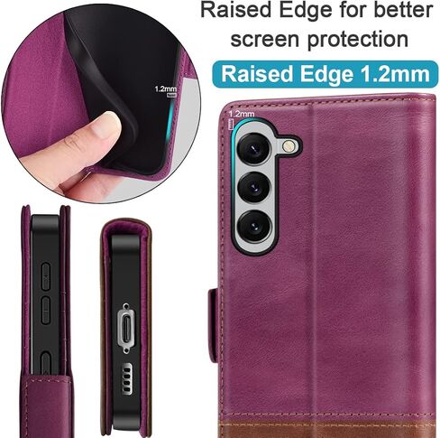 KEZiHOME Galaxy S23+ Plus 5G Case, Samsung S23 Plus Wallet Case for Women Men, Genuine Leather Flip Cover Stand RFID Blocking Card Slot Magnetic Compatible with Galaxy S23 Plus 5G (2023) (Black/Brown) in Saudi Arabia