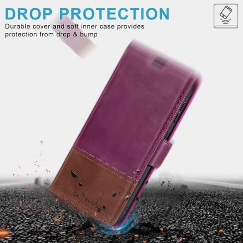 KEZiHOME Galaxy S23+ Plus 5G Case, Samsung S23 Plus Wallet Case for Women Men, Genuine Leather Flip Cover Stand RFID Blocking Card Slot Magnetic Compatible with Galaxy S23 Plus 5G (2023) (Black/Brown) in Saudi Arabia