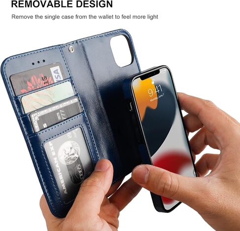 Bocasal Detachable Wallet Case Card Holder for iPhone 13 Mini, Brown in Kuwait