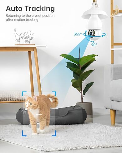 كاميرا أمان بمصباح كهربائي، كاميرات أمان WiFi 5G/2.4G لاسلكية في الهواء الطلق مع كشف الحركة والإنذار، محادثة ثنائية الاتجاه، رؤية ليلية ملونة، اكتشاف الإنسان، كاميرا لمبة تعمل مع Alex (عبوتان) in Kuwait