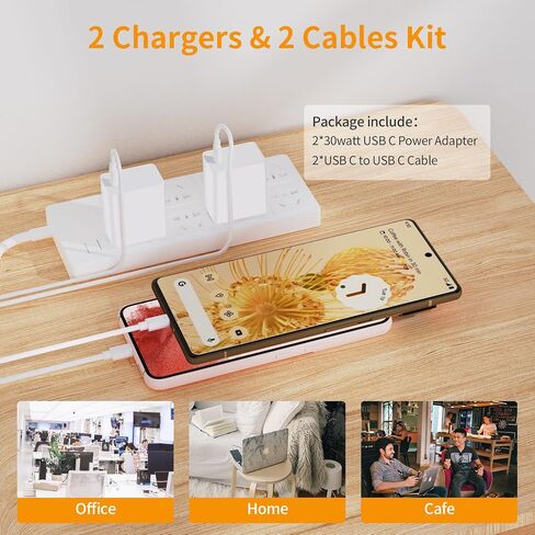 30W PD USB C Fast Charger, Looptimo Fast Charging Power Charger for Google Pixel 8 Pro/8/7 Pro/7/6a/6 Pro/6/5a/5/4, Samsung Galaxy S22/Plus/Ultra Android Phones, 6.6ft Type C Rapid Charging Cable in Kuwait