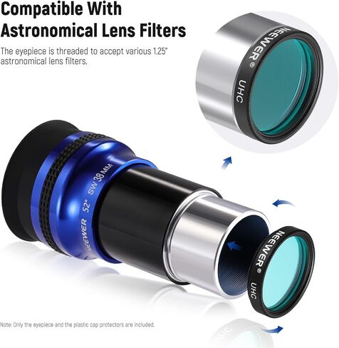 NEEWER 1.25" Wide Angle Telescope Eyepiece, 52 Degree Wide Apparent Field Lens with 38mm Focal, Multiple Coated HD Optical Glass 4 Elements Standard 1.25" Interface for Astronomy Telescope, LS-T12 in Saudi Arabia
