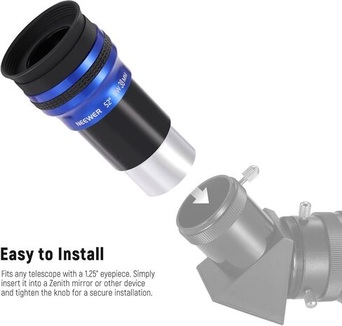 NEEWER 1.25" Wide Angle Telescope Eyepiece, 52 Degree Wide Apparent Field Lens with 38mm Focal, Multiple Coated HD Optical Glass 4 Elements Standard 1.25" Interface for Astronomy Telescope, LS-T12 in Saudi Arabia