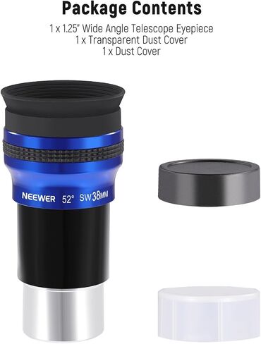 NEEWER 1.25" Wide Angle Telescope Eyepiece, 52 Degree Wide Apparent Field Lens with 38mm Focal, Multiple Coated HD Optical Glass 4 Elements Standard 1.25" Interface for Astronomy Telescope, LS-T12 in Saudi Arabia