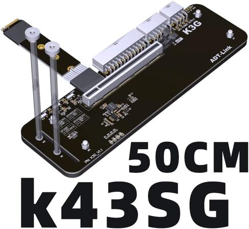 JMT M.2 M Key NVMe حامل بطاقة الرسومات الخارجية 64 جيجا بايت في الثانية سرعة كاملة مع كابل PCIe 4.0 x4 Riser R43SG تمت ترقيته لبطاقة الرسومات 1660 أعلاه (25 سم K43SG) in Kuwait
