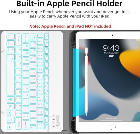 JUQITECH Keyboard Case for iPad 9th 8th 7th Gen 10.2 Inch, Pencil Holder in Kuwait