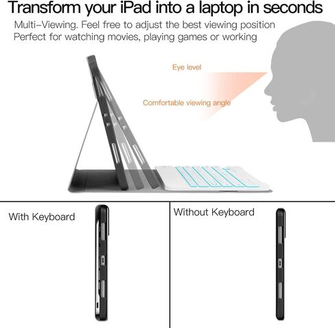 JUQITECH Keyboard Case for iPad 9th 8th 7th Gen 10.2 Inch, Pencil Holder in Kuwait