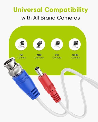 SANNCE 4-Pack 100ft BNC كابل كاميرا فيديو وأمان الطاقة مع موصلات BNC ومحولات RCA لنظام كاميرا CCTV 100 قطعة كابل متضمنة (أبيض) in Saudi Arabia