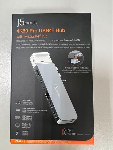 j5create 4K60 Elite Pro USB4 Hub- 4K60 HDMI, USB4 @40Gbps, 2X USB-A 3.2 Gen 2 Ports, USB-C 3.2 Gen 2 Port, Gigabit Ethernet, Designed for MacBook 2021/2022 Pro/Air (JCD395) in Saudi Arabia