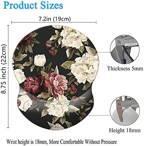 Ergonomic Mouse Pad with Wrist Support, Pain Relief Comfort Wrist Rest Pad with Non-Slip PU Base for Gaming, Home, Office & Travel (Pretty Flowers) in Kuwait
