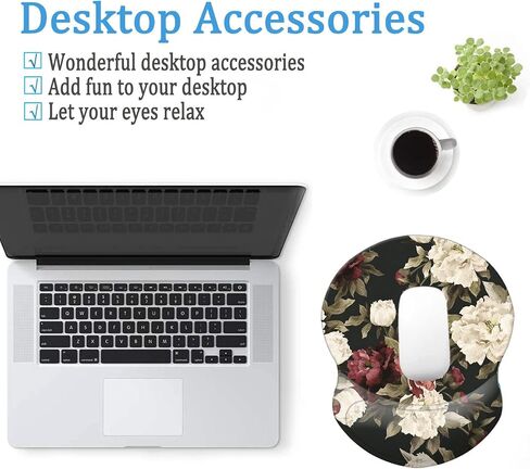 Ergonomic Mouse Pad with Wrist Support, Pain Relief Comfort Wrist Rest Pad with Non-Slip PU Base for Gaming, Home, Office & Travel (Pretty Flowers) in Kuwait