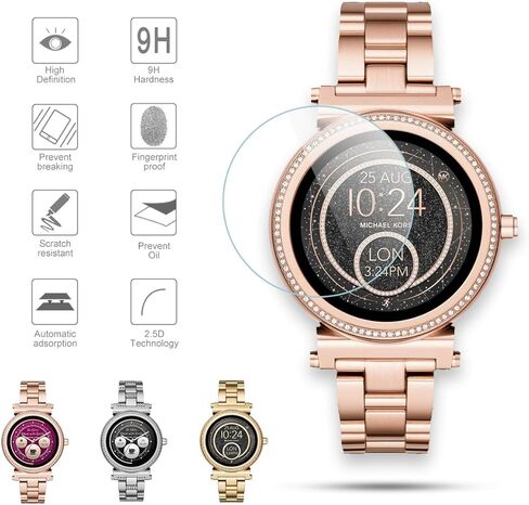 Diruite 4-Pack for Michael Kors Access Sofie Tempered Glass Screen Protector for MK Sofie Smart Watch [Anti-Scratch] [Perfectly Fit] [Optimized Version] in Kuwait