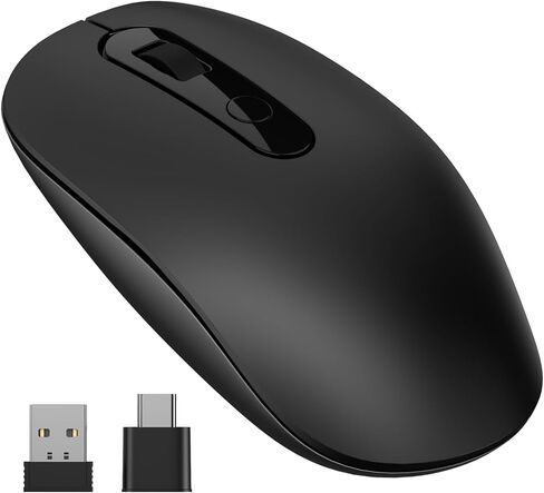 VssoPlor Type C Wireless Mouse, 2.4G USB C Wireless Mouse, Dual Mode Cordless Ergonomic Mouse with Nano USB and Type C Receiver for MacBook, Computer, Laptop and All Type C Devices in Kuwait