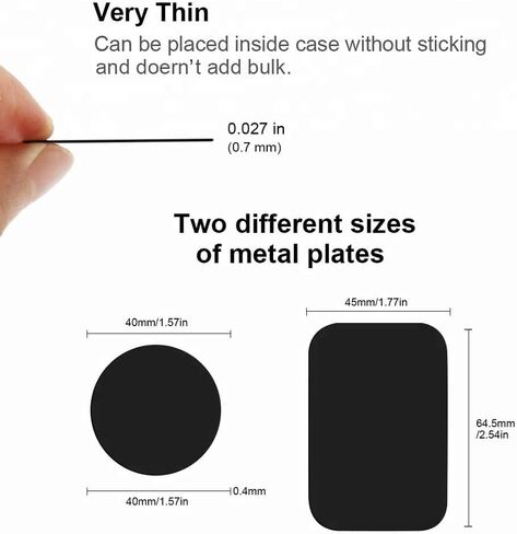 SALEX Replacement Metal Plates Set 16 Pack for Magnetic Car Mount. Kit of 16 Magnets for Back of Phone Case. Black Rectangular Iron Stickers Without Holes Discs. 3M Adhesive Backing Steel Sheets. in Kuwait