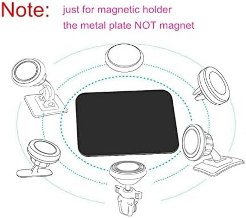 SALEX Replacement Metal Plates Set 16 Pack for Magnetic Car Mount. Kit of 16 Magnets for Back of Phone Case. Black Rectangular Iron Stickers Without Holes Discs. 3M Adhesive Backing Steel Sheets. in Kuwait