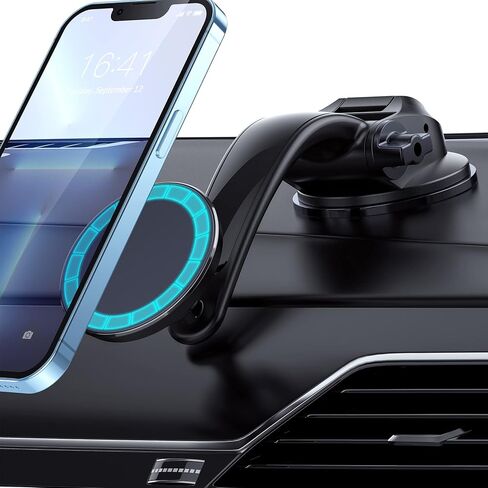 حامل هاتف مغناطيسي للسيارة - حامل هاتف للسيارة على لوحة القيادة لهاتف iPhone 15 14 13 12 Pro Max Mini Plus، حافظة آمنة Mag، حامل هاتف خلوي آمن قابل للتعديل 360 درجة لجميع الهواتف in Kuwait