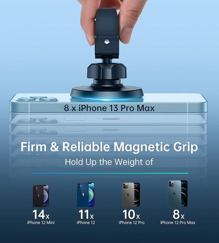 حامل هاتف مغناطيسي للسيارة - حامل هاتف للسيارة على لوحة القيادة لهاتف iPhone 15 14 13 12 Pro Max Mini Plus، حافظة آمنة Mag، حامل هاتف خلوي آمن قابل للتعديل 360 درجة لجميع الهواتف in Kuwait