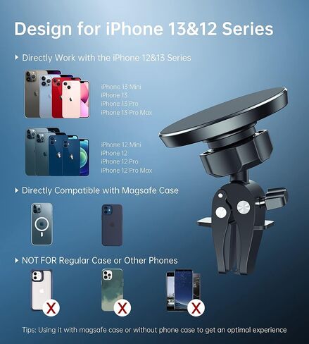 حامل هاتف مغناطيسي للسيارة - حامل هاتف للسيارة على لوحة القيادة لهاتف iPhone 15 14 13 12 Pro Max Mini Plus، حافظة آمنة Mag، حامل هاتف خلوي آمن قابل للتعديل 360 درجة لجميع الهواتف in Kuwait