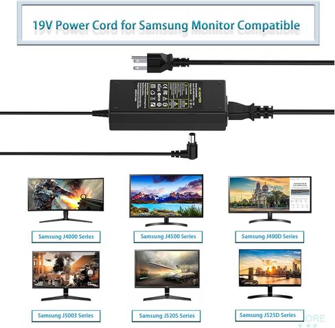 DC 19V TV Charger AC Adapter for Samsung 22" 32" UN32J UN22H UN32J4000AF UN22H5000 UN32J4000 UN32J400DAF BN44-00835A LCD LED Plasma DLP A4819-FDY BN44-00837A A6619 FSM Soundbar Power Supply Cord Plug in Saudi Arabia