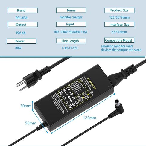 DC 19V TV Charger AC Adapter for Samsung 22" 32" UN32J UN22H UN32J4000AF UN22H5000 UN32J4000 UN32J400DAF BN44-00835A LCD LED Plasma DLP A4819-FDY BN44-00837A A6619 FSM Soundbar Power Supply Cord Plug in Saudi Arabia