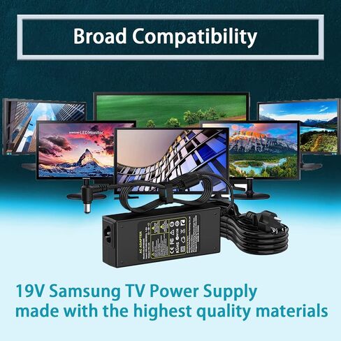 DC 19V TV Charger AC Adapter for Samsung 22" 32" UN32J UN22H UN32J4000AF UN22H5000 UN32J4000 UN32J400DAF BN44-00835A LCD LED Plasma DLP A4819-FDY BN44-00837A A6619 FSM Soundbar Power Supply Cord Plug in Saudi Arabia