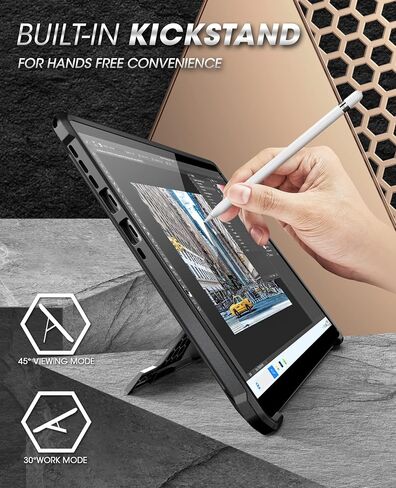 حافظة سلسلة SUPCASE Unicorn Beetle Pro لجهاز Microsoft Surface Pro 9 (2022)، مع حافظة واقية متينة بمسند مدمج متوافقة مع لوحة مفاتيح النوع (أسود) in Saudi Arabia