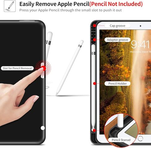 iPad 9th Generation Case 2021, iPad 8th/7th Generation Case 2020/2019 with Pencil Holder Also Fit iPad Air 3th Gen 2019/iPad Pro 10.5 inch 2017 PU Leather Shockproof Cover with Pocket Strap in Kuwait