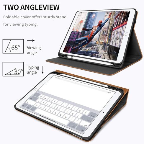 iPad 9th Generation Case 2021, iPad 8th/7th Generation Case 2020/2019 with Pencil Holder Also Fit iPad Air 3th Gen 2019/iPad Pro 10.5 inch 2017 PU Leather Shockproof Cover with Pocket Strap in Kuwait