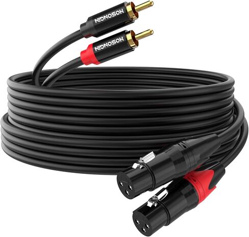 كابل صوت HOSONGIN Professional XLR إلى RCA بطول 6.6 قدم - موصلات عالية النقاء، تصميم لتقليل الضوضاء، متين، مثالي للاستوديوهات ومكبرات الصوت والخلاطات ومكبرات الصوت والعروض الحية والمسارح المنزلية in Kuwait