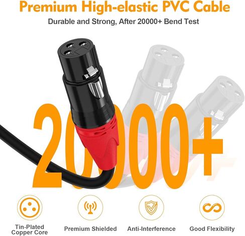 كابل صوت HOSONGIN Professional XLR إلى RCA بطول 6.6 قدم - موصلات عالية النقاء، تصميم لتقليل الضوضاء، متين، مثالي للاستوديوهات ومكبرات الصوت والخلاطات ومكبرات الصوت والعروض الحية والمسارح المنزلية in Kuwait