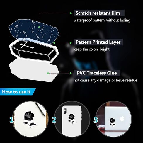 300 Pieces Gothic Stickers Black White Skull Stickers Vinyl Waterproof Decals for Skateboard Water Bottle Notebook Computer, Phone in Kuwait