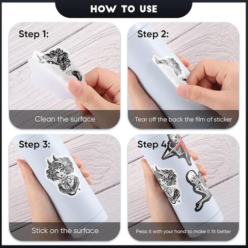 300 Pieces Gothic Stickers Black White Skull Stickers Vinyl Waterproof Decals for Skateboard Water Bottle Notebook Computer, Phone in Kuwait