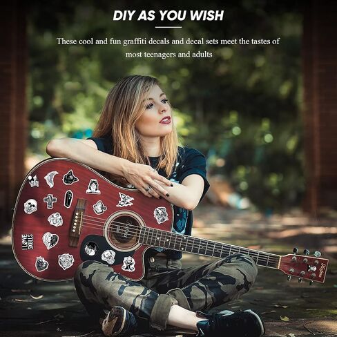 300 Pieces Gothic Stickers Black White Skull Stickers Vinyl Waterproof Decals for Skateboard Water Bottle Notebook Computer, Phone in Kuwait