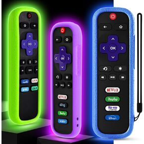 Wevove 3 Pack Remote Case for Roku, Cover Compatible with Hisense/TCL Roku TV Steaming Stick Remote, Roko TV Remote Cover Silicone Protective Controller Universal Sleeve Only Purple Glow in The Dark