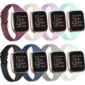 8 عبوات من أحزمة السيليكون الرفيعة المتوافقة مع أساور Fitbit Versa 2/Fitbit Versa/Fitbit Versa Lite/SE، بديلة لأساور المعصم الضيقة الرفيعة لساعة Fitbit Versa 2 الذكية (8 عبوات، كبيرة) in Kuwait