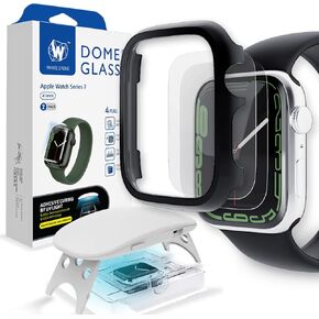 Whitestone Dome Glass 41mm Tempered Glass Screen Protector [Liquid Dispersion Tech] With Metal Case for Apple Watch 7& 8 (41mm) - Two Pack in Kuwait