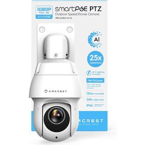 Amcrest 2MP خارجي PTZ POE + IP كاميرا تكبير بإمالة (بصري 25x بمحرك) POE+ قبة سرعة أمان الكاميرا، مستشعر صور CMOS، رؤية ليلية 328 قدمًا، POE+ (802.3at) F1.6، IP66، IP2M-863EW-AI-V2 in Kuwait