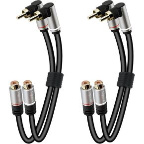 2 كابل تمديد RCA بطول 1 قدم، زاوية يمنى 90 درجة 2RCA ذكر إلى 2 RCA أنثى محول سلك موسع صوت ستيريو، صوت هاي فاي، موصلات مطلية بالذهب، حزمة من النحاس الخالي من الأكسجين OFC-2 in Kuwait