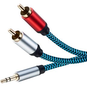 Hftywy RCA إلى 3.5 مم كابل Aux 30 قدم مضفر 3.5 مم ذكر إلى 2RCA ذكر ستيريو Y مقسم RCA كابل 1/8 إلى RCA كابل ستيريو Audiophiles سماعة رأس RCA كابل in Kuwait