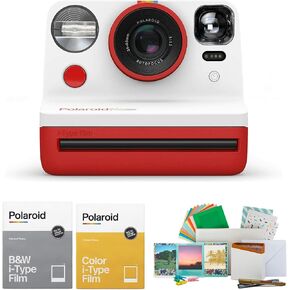 Polaroid Originals Now Viewfinder i-Type Instant Camera (Black) Bundle | Reusable Vintage Photo Accessory Kit, B&W Film, (4 items) in Kuwait