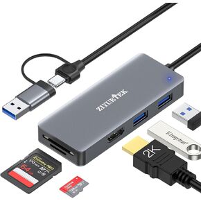 USB 3.0 to hdmi Adapter&USB c to hdmi Adapter 2 in 1,ZIYUETEK 5-in-1 USB C and USB3.0 Docking Station, Suitable for Laptop and PC with Windows7/8/10/11 in Kuwait