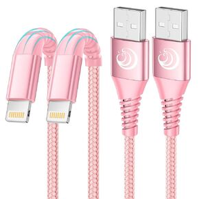 Aioneus iPhone Charger 6ft 2Pack, Apple Certified USB A to Lightning Cable Nylon Braided Phone Charger Cord Fast Charging for iPhone 14 13 12 11 Pro Xr Xs Max 10 8 7Plus 6 SE -Pink in Kuwait