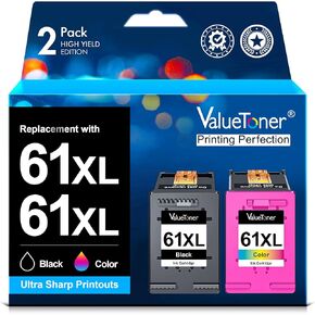 Valuetoner Remanufactured Ink Cartridges Replacement for HP 61XL 61 XL to use with Envy 4500 Deskjet 1000 1056 1510 1512 1010 1055 OfficeJet 4630 Printer (1 Black, 1 Tri-Color, 2-Pack)
