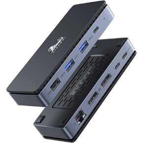 قاعدة شحن مزدوجة USB C بمنفذ عرض مزدوج 4K@60hz، محول متعدد المنافذ مع 2 DP، 4 USB، جيجابت ايثرنت ومنفذ PD 100 واط، لديل/لينوفو/اتش بي/سيرفس/ماك بوك (مع كيبل USB C بطول 3.3 قدم) in Kuwait