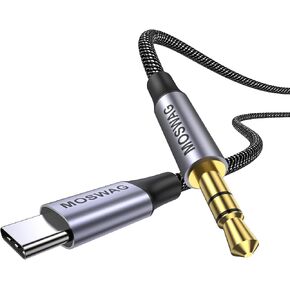 MOSWAG USB C إلى 3.5 ملم كابل مقبس صوت Aux 6.6FT/2M، سلك ستيريو من النوع C إلى 3.5 ملم متوافق مع S20 Ultra S20+ Note 10 20، Google Pixel 4/5 XL، OnePlus 7Pro 8Pro، Moto Z وGalaxy Note 10 in Kuwait