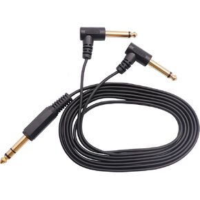 zdyCGTime 6.35mm to 2 * 6.35 Audio Y Splitter Cable,Gold Plated 90 Degree 1/4 Inch 6.35mm Male TRS Stereo to 2(Dual) 6.35mm 1/4 Inch Male TS Mono Right Angle Y Splitter Audio Cable(30CM/12Inch)