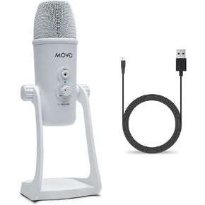 Movo UM800 Desktop USB Microphone for iPhone, Android, Computer with Adjustable Pickup Patterns and USB, USB Type-C and Lightning Cables - Podcast Microphone, Streaming Microphone, Gaming Microphone