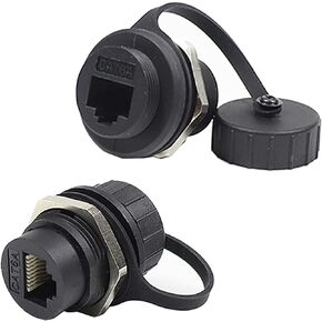 PENGLIN 2Pack Waterproof RJ45 Panel Mount Coupler, CAT6 Ethernet LAN Pass Through Connector, IP67 Female to Female Bulkhead Extension Interface Adapter